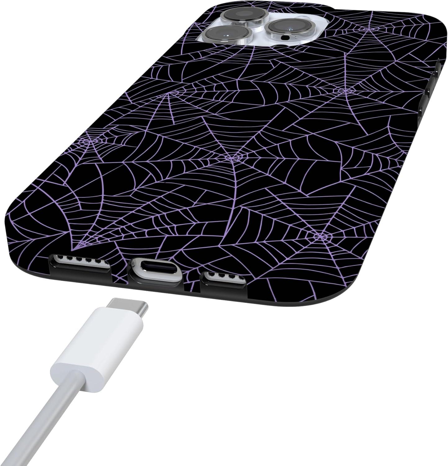 imageCasely iPhone 16 Pro Case  Glitter Mystic Moss  Green Enchanted Shimmer  Compatible with MagSafe  Classic UltraSlim Case DesignMidnight Web  Spider Web