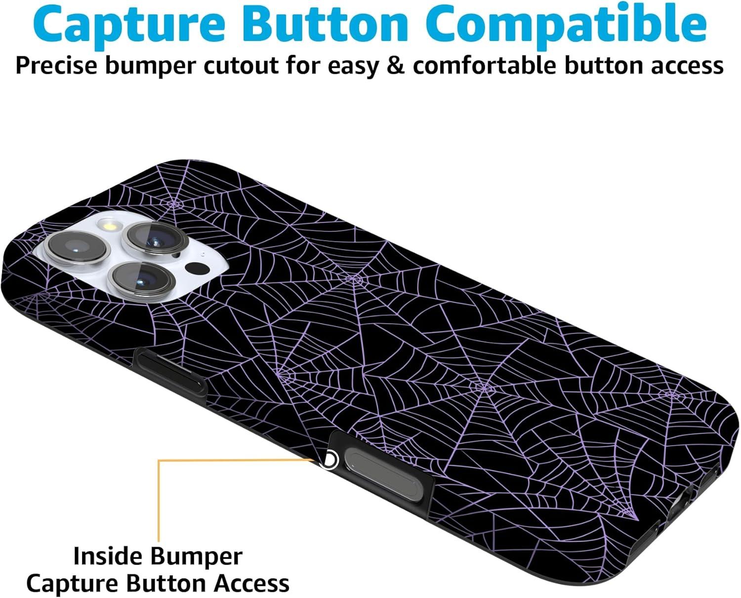 imageCasely iPhone 16 Pro Case  Glitter Mystic Moss  Green Enchanted Shimmer  Compatible with MagSafe  Classic UltraSlim Case DesignMidnight Web  Spider Web