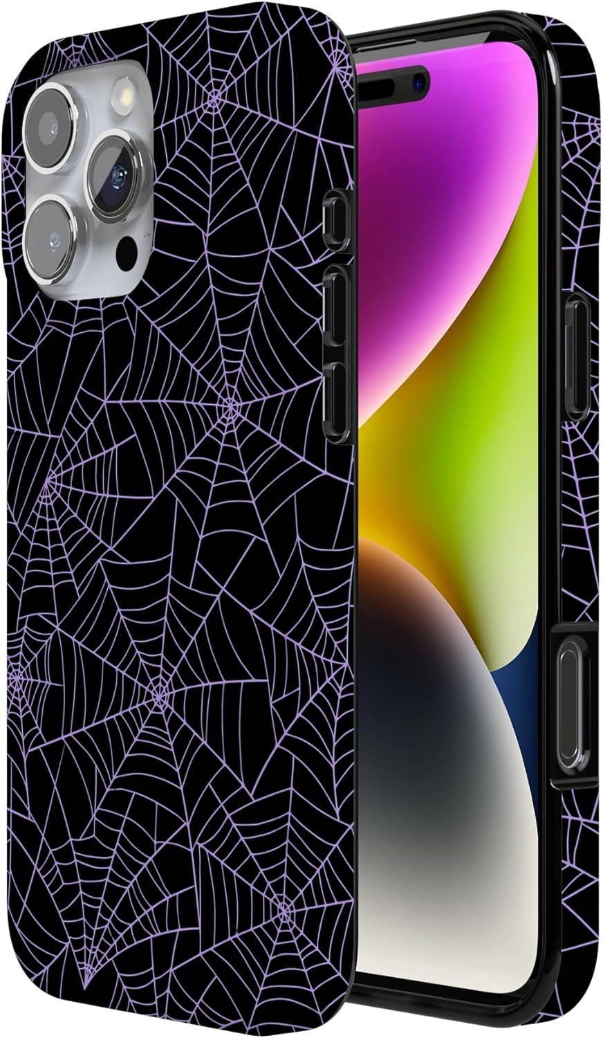 imageCasely iPhone 16 Pro Case  Glitter Mystic Moss  Green Enchanted Shimmer  Compatible with MagSafe  Classic UltraSlim Case DesignMidnight Web  Spider Web