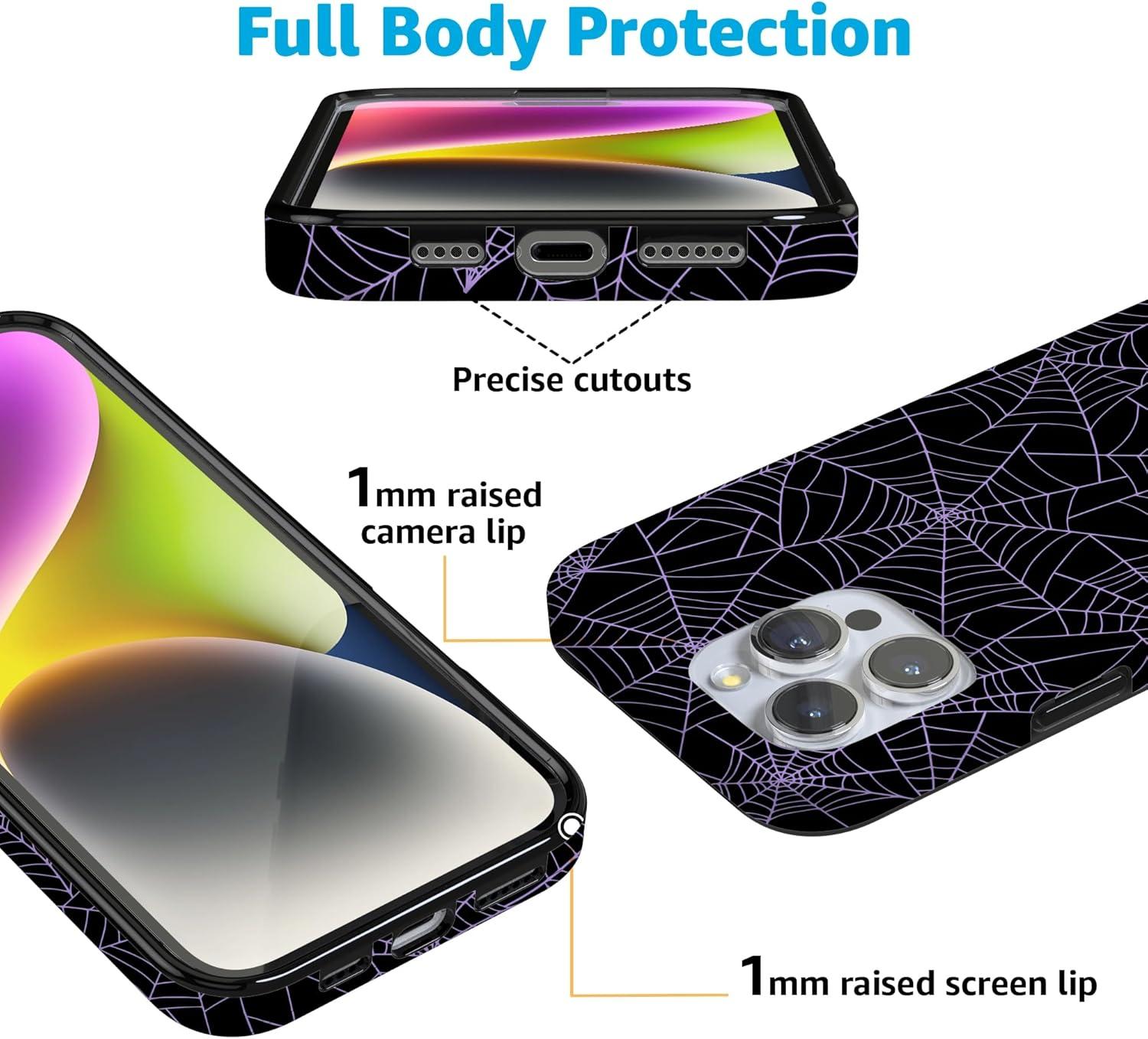 imageCasely iPhone 16 Pro Case  Glitter Mystic Moss  Green Enchanted Shimmer  Compatible with MagSafe  Classic UltraSlim Case DesignMidnight Web  Spider Web