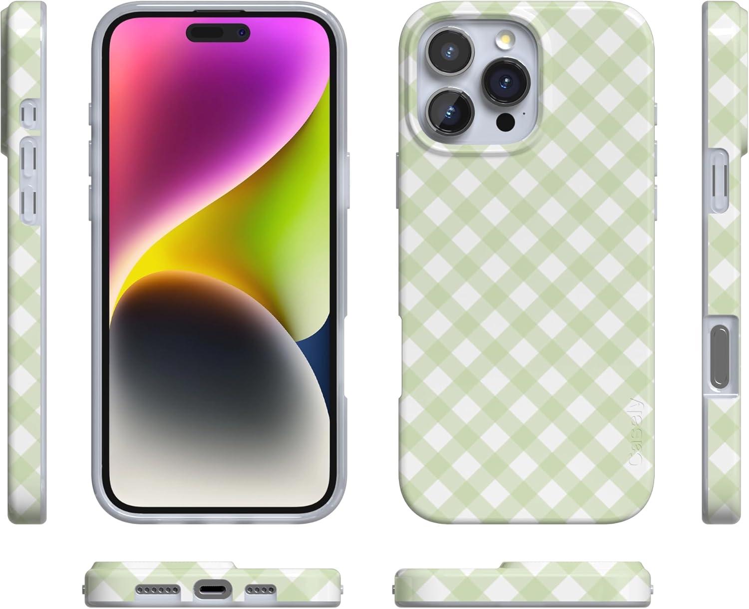 imageCasely iPhone 16 Pro Case  Glitter Mystic Moss  Green Enchanted Shimmer  Compatible with MagSafe  Classic UltraSlim Case DesignMint Lattice  Sunday Best