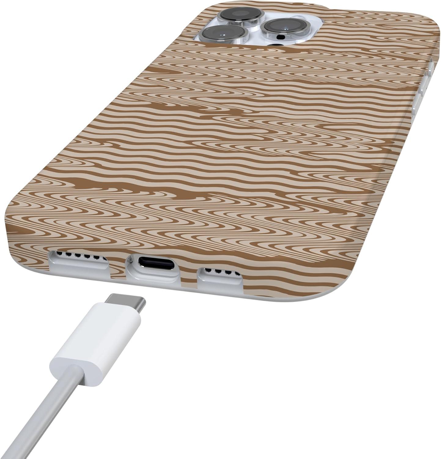 imageCasely iPhone 16 Pro Case  Glitter Mystic Moss  Green Enchanted Shimmer  Compatible with MagSafe  Classic UltraSlim Case DesignMocha Ripple  Brown Waves