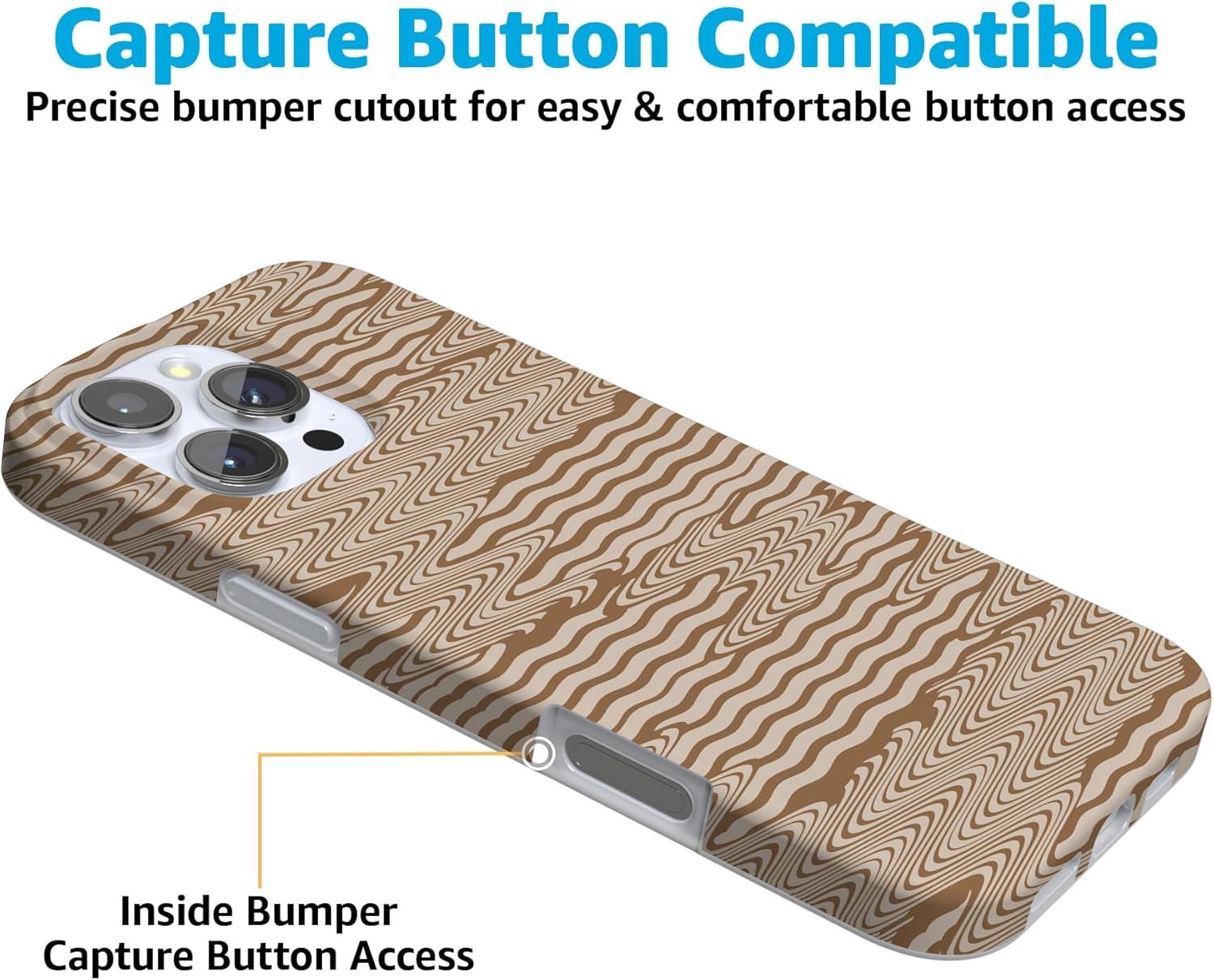 imageCasely iPhone 16 Pro Case  Glitter Mystic Moss  Green Enchanted Shimmer  Compatible with MagSafe  Classic UltraSlim Case DesignMocha Ripple  Brown Waves