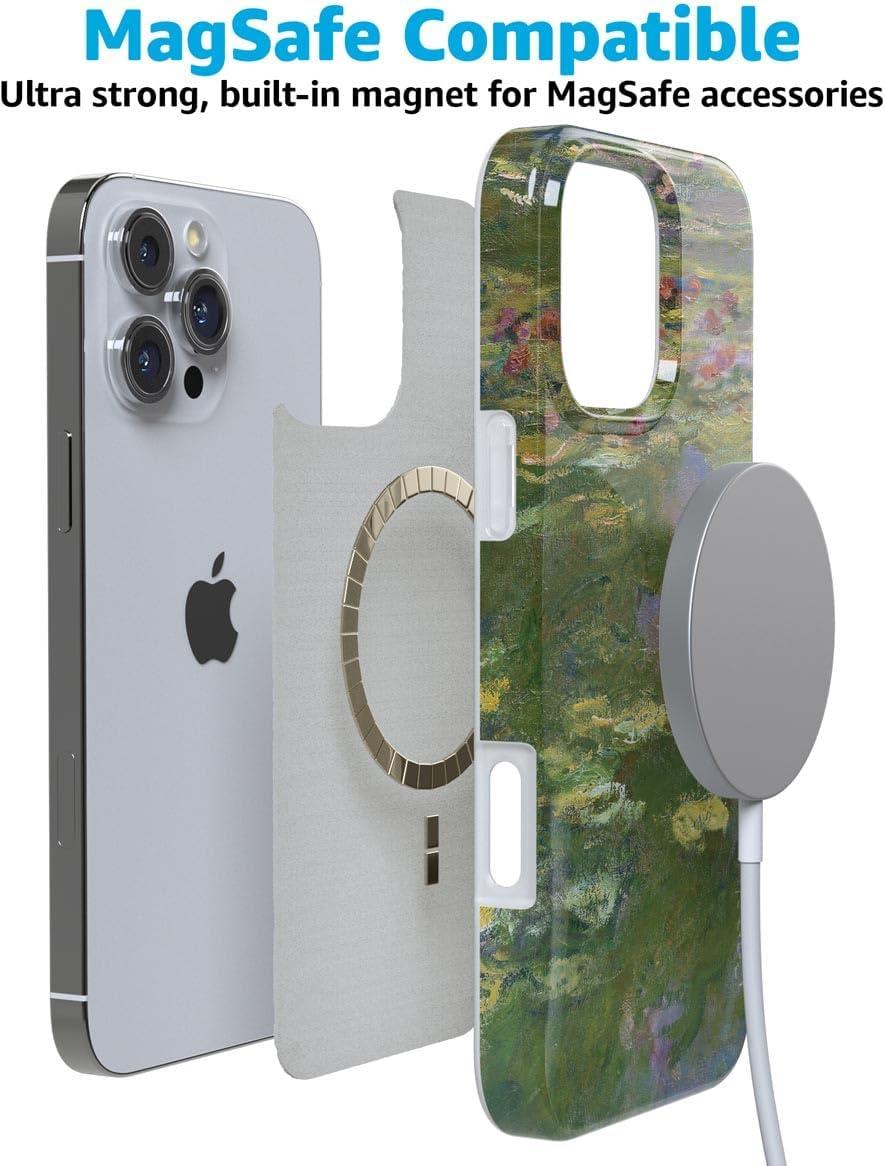 imageCasely iPhone 16 Pro Case  Glitter Mystic Moss  Green Enchanted Shimmer  Compatible with MagSafe  Classic UltraSlim Case DesignMonets Water Lilies