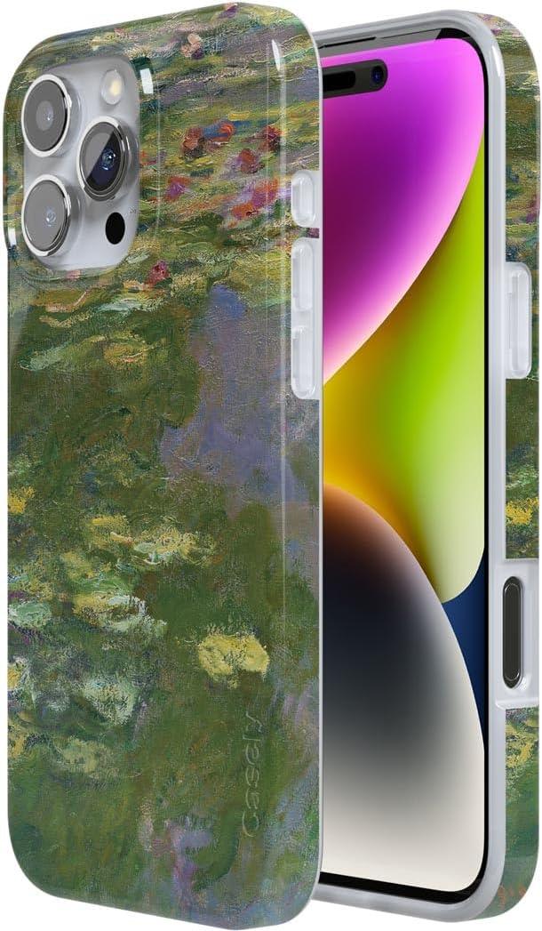 imageCasely iPhone 16 Pro Case  Glitter Mystic Moss  Green Enchanted Shimmer  Compatible with MagSafe  Classic UltraSlim Case DesignMonets Water Lilies