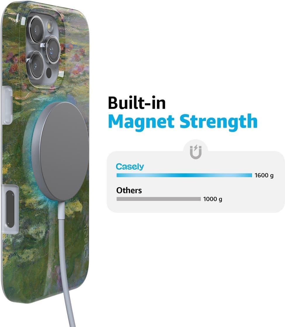 imageCasely iPhone 16 Pro Case  Glitter Mystic Moss  Green Enchanted Shimmer  Compatible with MagSafe  Classic UltraSlim Case DesignMonets Water Lilies