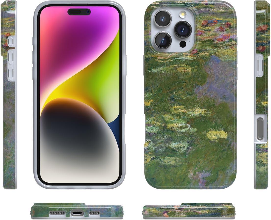 imageCasely iPhone 16 Pro Case  Glitter Mystic Moss  Green Enchanted Shimmer  Compatible with MagSafe  Classic UltraSlim Case DesignMonets Water Lilies