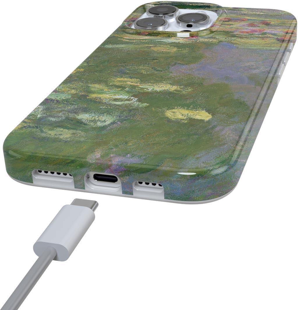 imageCasely iPhone 16 Pro Case  Glitter Mystic Moss  Green Enchanted Shimmer  Compatible with MagSafe  Classic UltraSlim Case DesignMonets Water Lilies