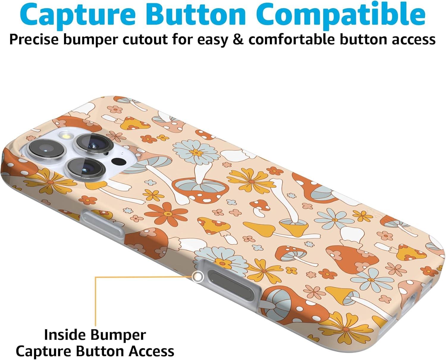 imageCasely iPhone 16 Pro Case  Glitter Mystic Moss  Green Enchanted Shimmer  Compatible with MagSafe  Classic UltraSlim Case DesignMushroom Magic  Retro Floral