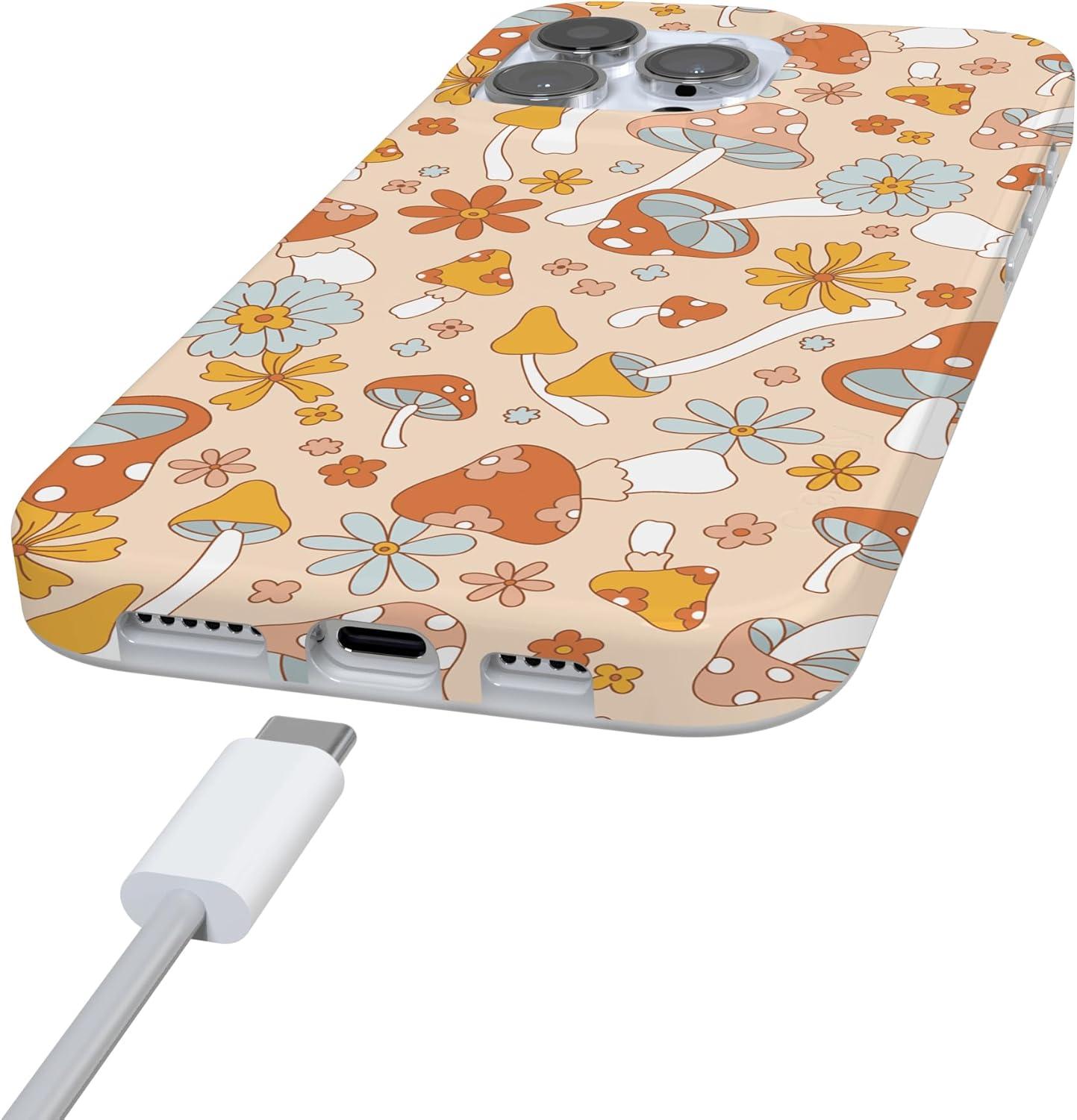 imageCasely iPhone 16 Pro Case  Glitter Mystic Moss  Green Enchanted Shimmer  Compatible with MagSafe  Classic UltraSlim Case DesignMushroom Magic  Retro Floral