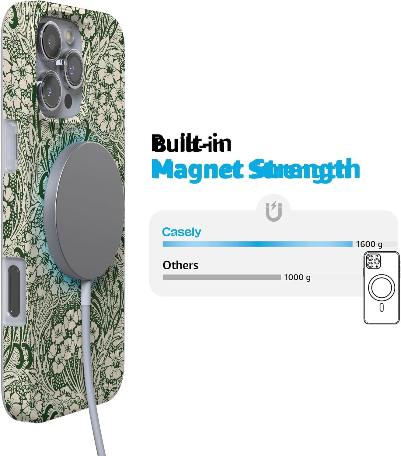 imageCasely iPhone 16 Pro Case  Glitter Mystic Moss  Green Enchanted Shimmer  Compatible with MagSafe  Classic UltraSlim Case DesignMystic Meadow  Green Gardens