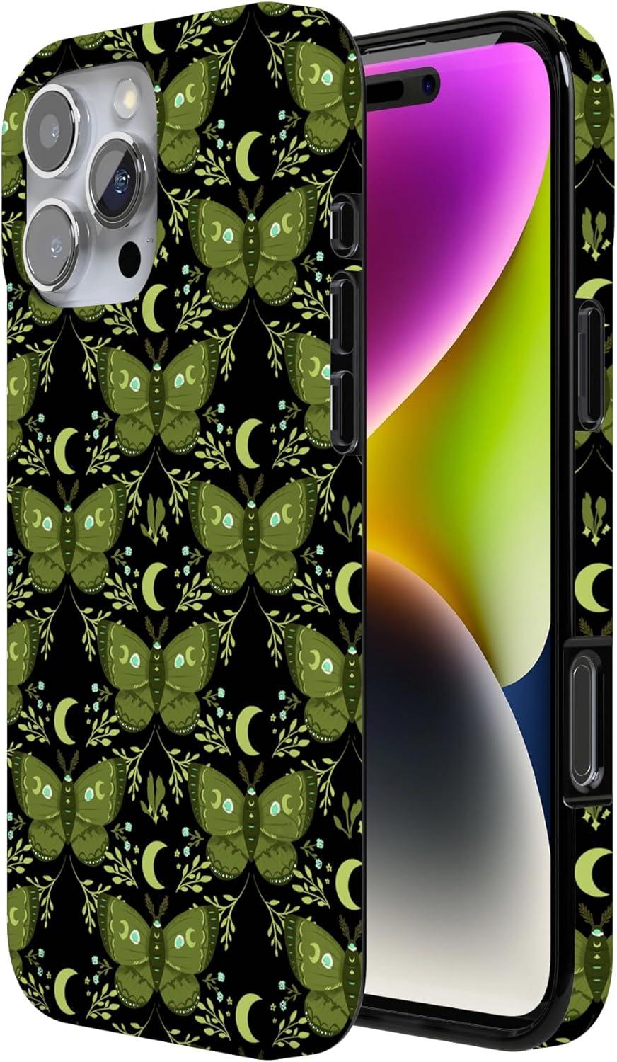 imageCasely iPhone 16 Pro Case  Glitter Mystic Moss  Green Enchanted Shimmer  Compatible with MagSafe  Classic UltraSlim Case DesignMystic Moths  Green Twilight