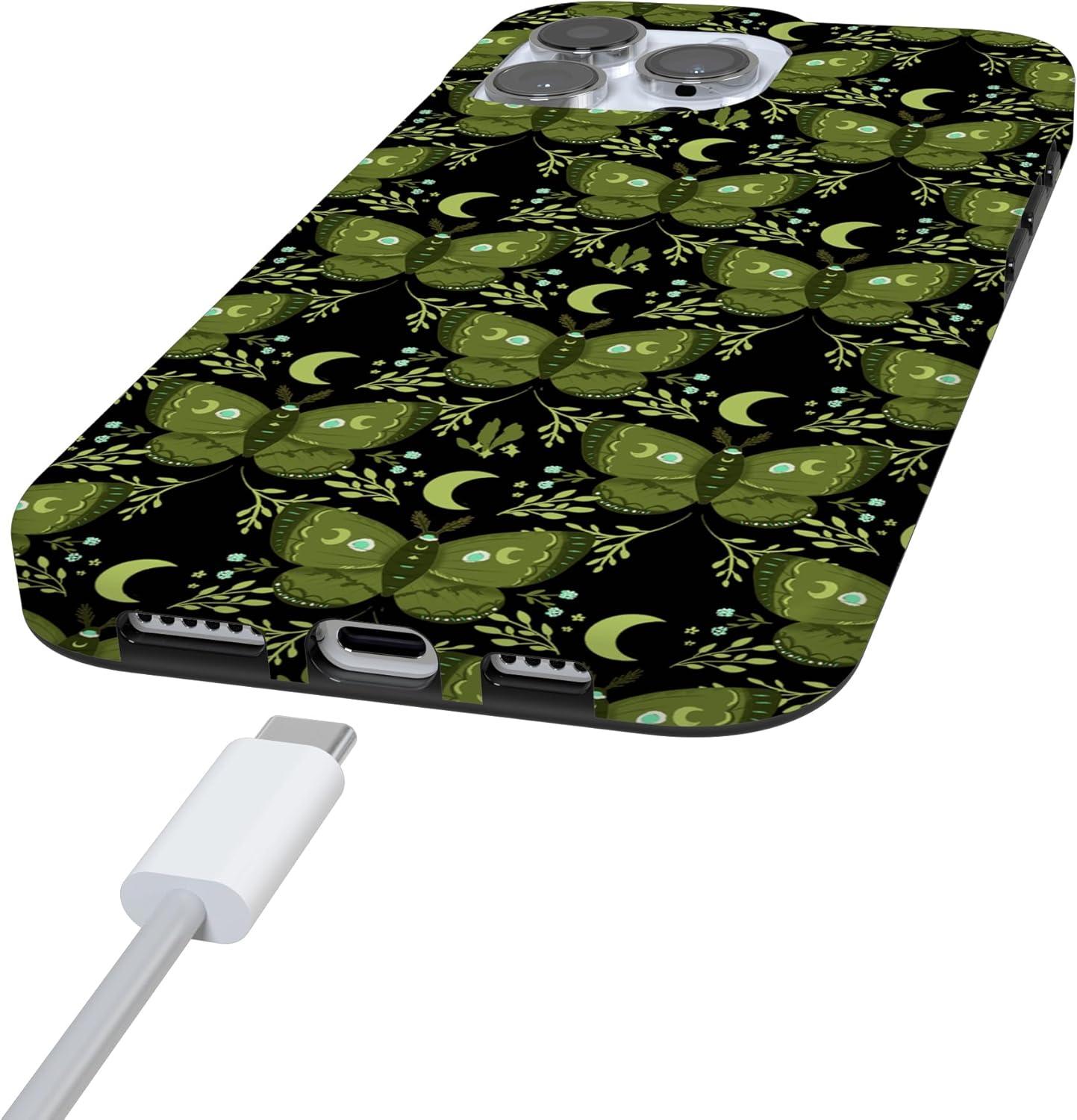 imageCasely iPhone 16 Pro Case  Glitter Mystic Moss  Green Enchanted Shimmer  Compatible with MagSafe  Classic UltraSlim Case DesignMystic Moths  Green Twilight