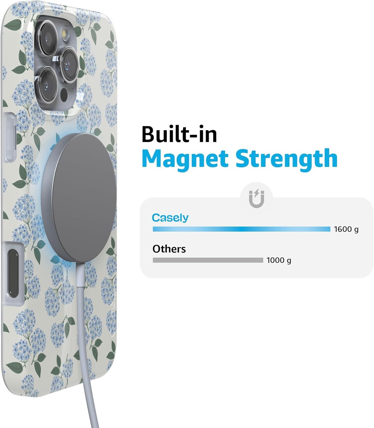 imageCasely iPhone 16 Pro Case  Glitter Mystic Moss  Green Enchanted Shimmer  Compatible with MagSafe  Classic UltraSlim Case DesignNantucket Cottage  Blue Hydrangea