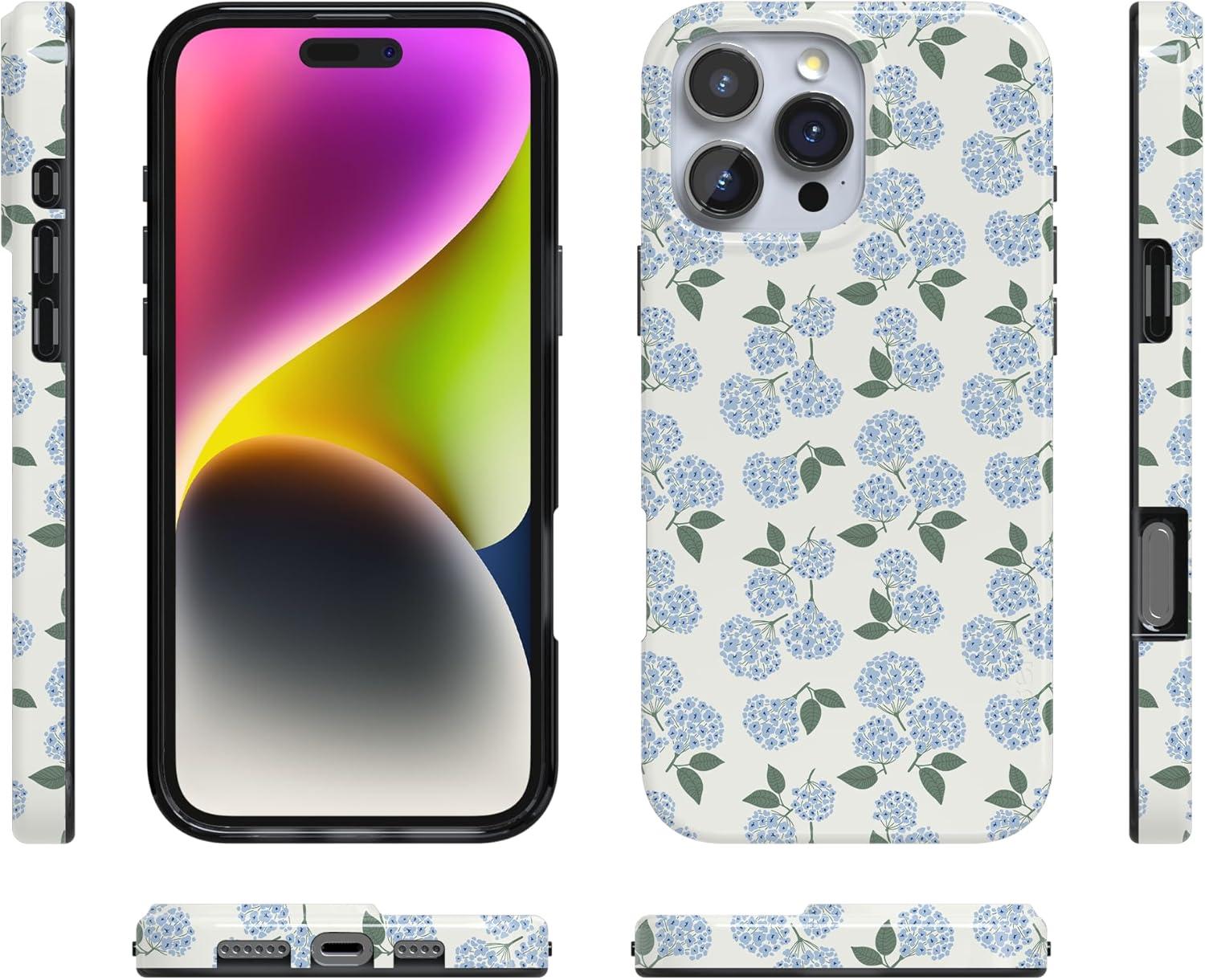 imageCasely iPhone 16 Pro Case  Glitter Mystic Moss  Green Enchanted Shimmer  Compatible with MagSafe  Classic UltraSlim Case DesignNantucket Cottage  Blue Hydrangea