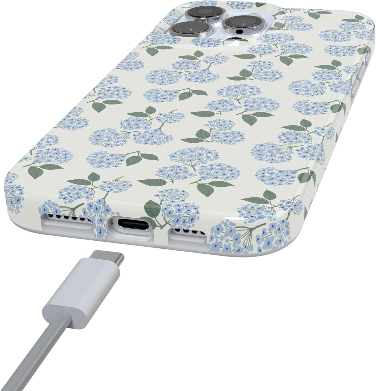 imageCasely iPhone 16 Pro Case  Glitter Mystic Moss  Green Enchanted Shimmer  Compatible with MagSafe  Classic UltraSlim Case DesignNantucket Cottage  Blue Hydrangea