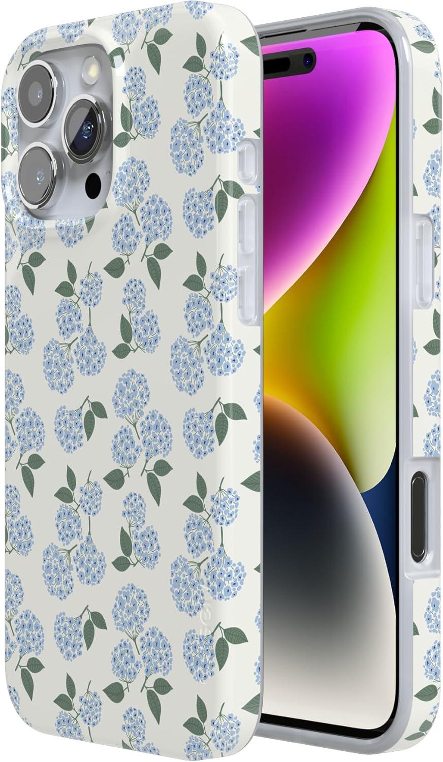 imageCasely iPhone 16 Pro Case  Glitter Mystic Moss  Green Enchanted Shimmer  Compatible with MagSafe  Classic UltraSlim Case DesignNantucket Cottage  Blue Hydrangea