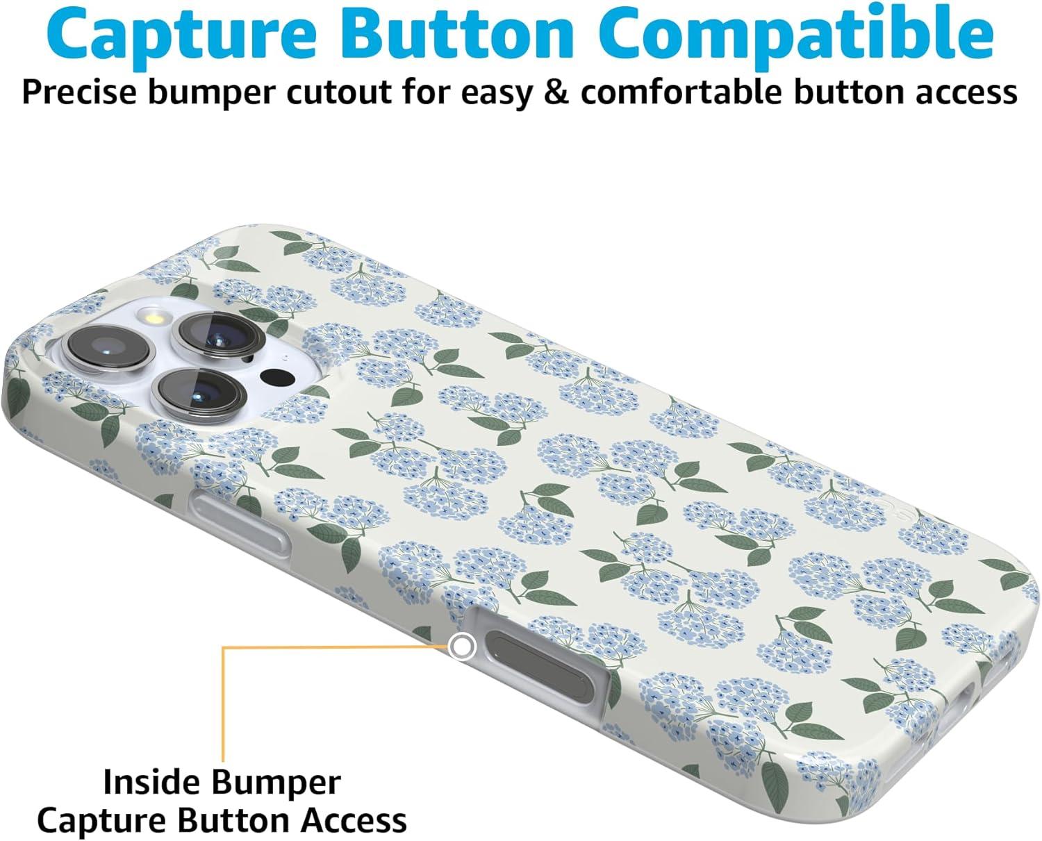 imageCasely iPhone 16 Pro Case  Glitter Mystic Moss  Green Enchanted Shimmer  Compatible with MagSafe  Classic UltraSlim Case DesignNantucket Cottage  Blue Hydrangea
