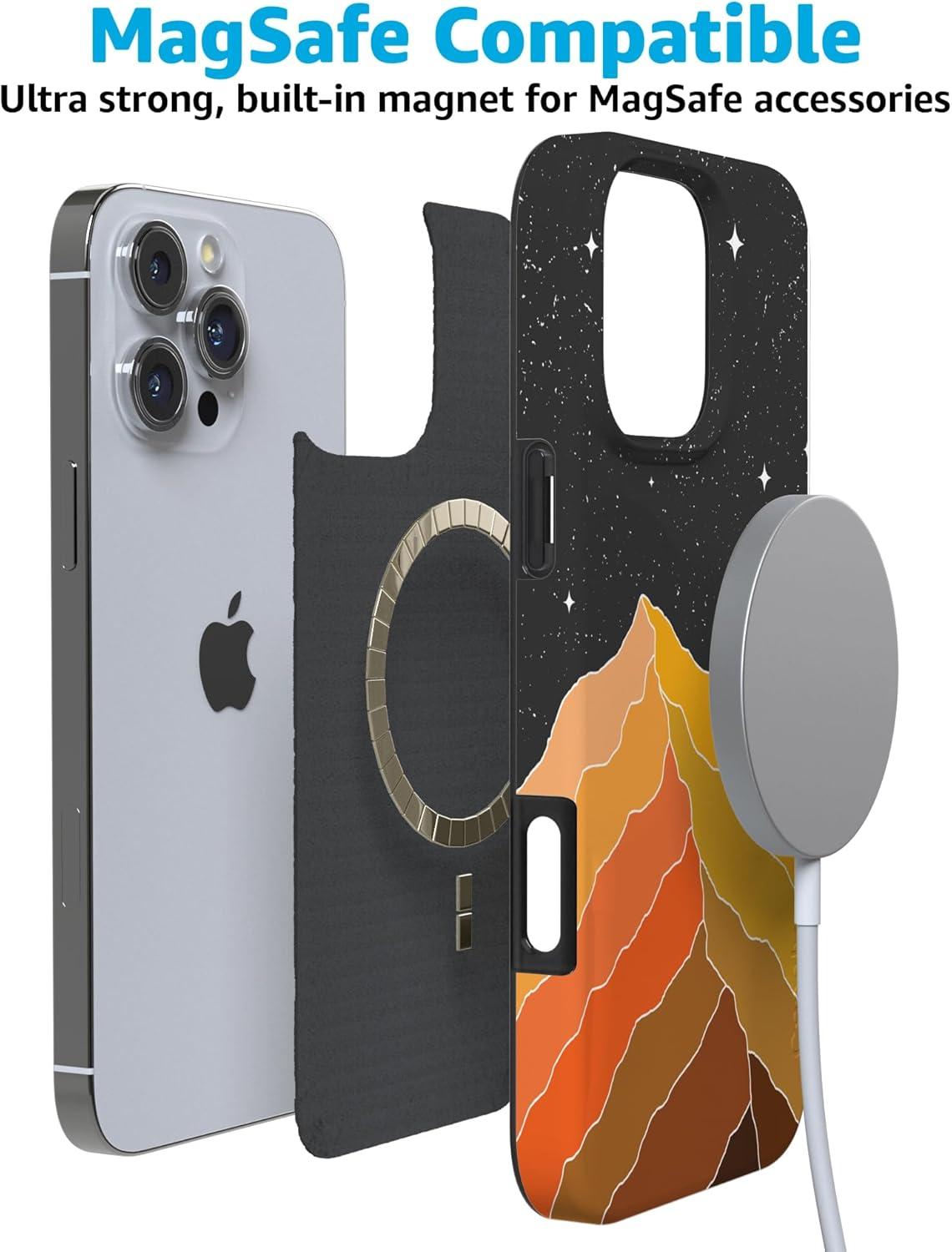 imageCasely iPhone 16 Pro Case  Glitter Mystic Moss  Green Enchanted Shimmer  Compatible with MagSafe  Classic UltraSlim Case DesignNight Skies  Mountain Starlight