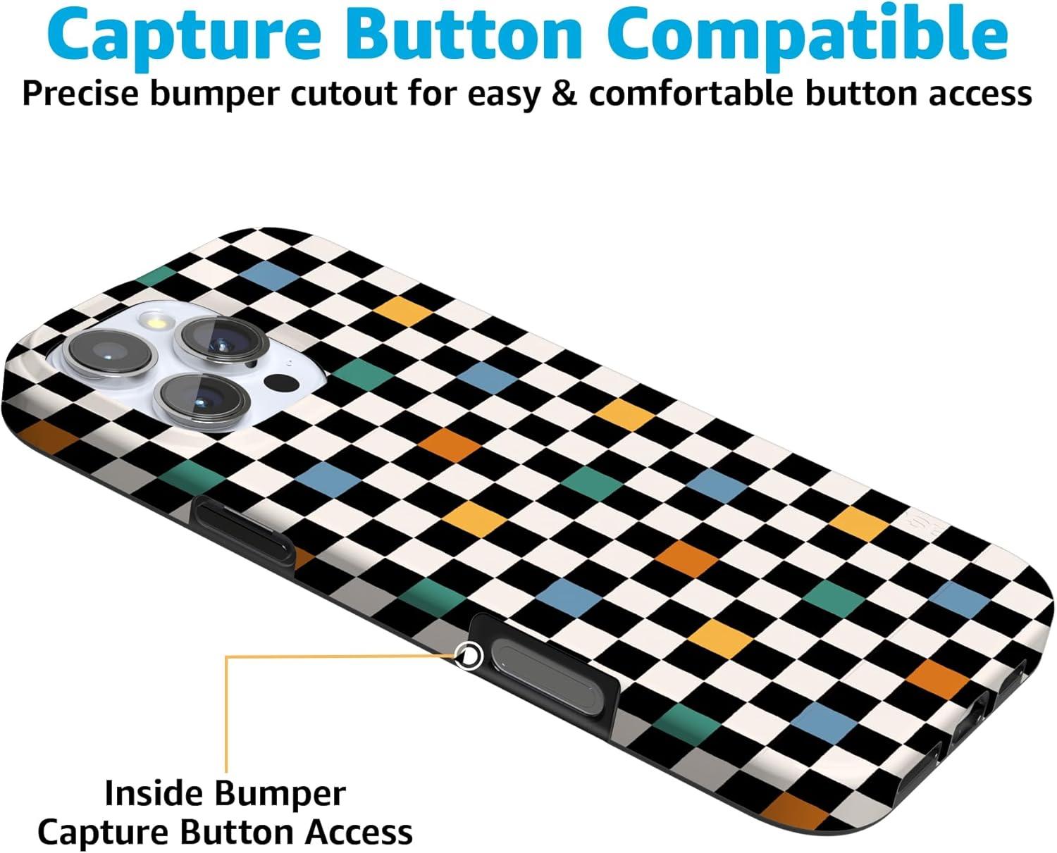 imageCasely iPhone 16 Pro Case  Glitter Mystic Moss  Green Enchanted Shimmer  Compatible with MagSafe  Classic UltraSlim Case DesignOld Skool  Retro Checkerboard