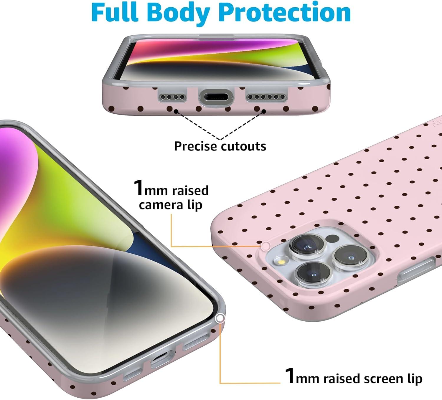 imageCasely iPhone 16 Pro Case  Glitter Mystic Moss  Green Enchanted Shimmer  Compatible with MagSafe  Classic UltraSlim Case DesignOn the Dot  Pink Polka Dot