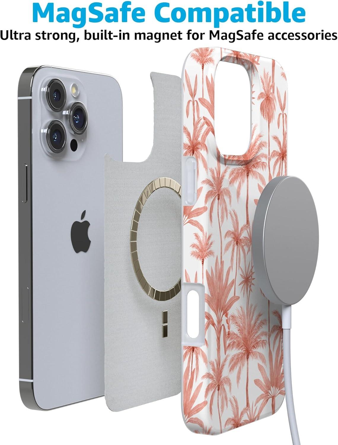 imageCasely iPhone 16 Pro Case  Glitter Mystic Moss  Green Enchanted Shimmer  Compatible with MagSafe  Classic UltraSlim Case DesignPerfect Paradise  Tropical Palm Tree Floral