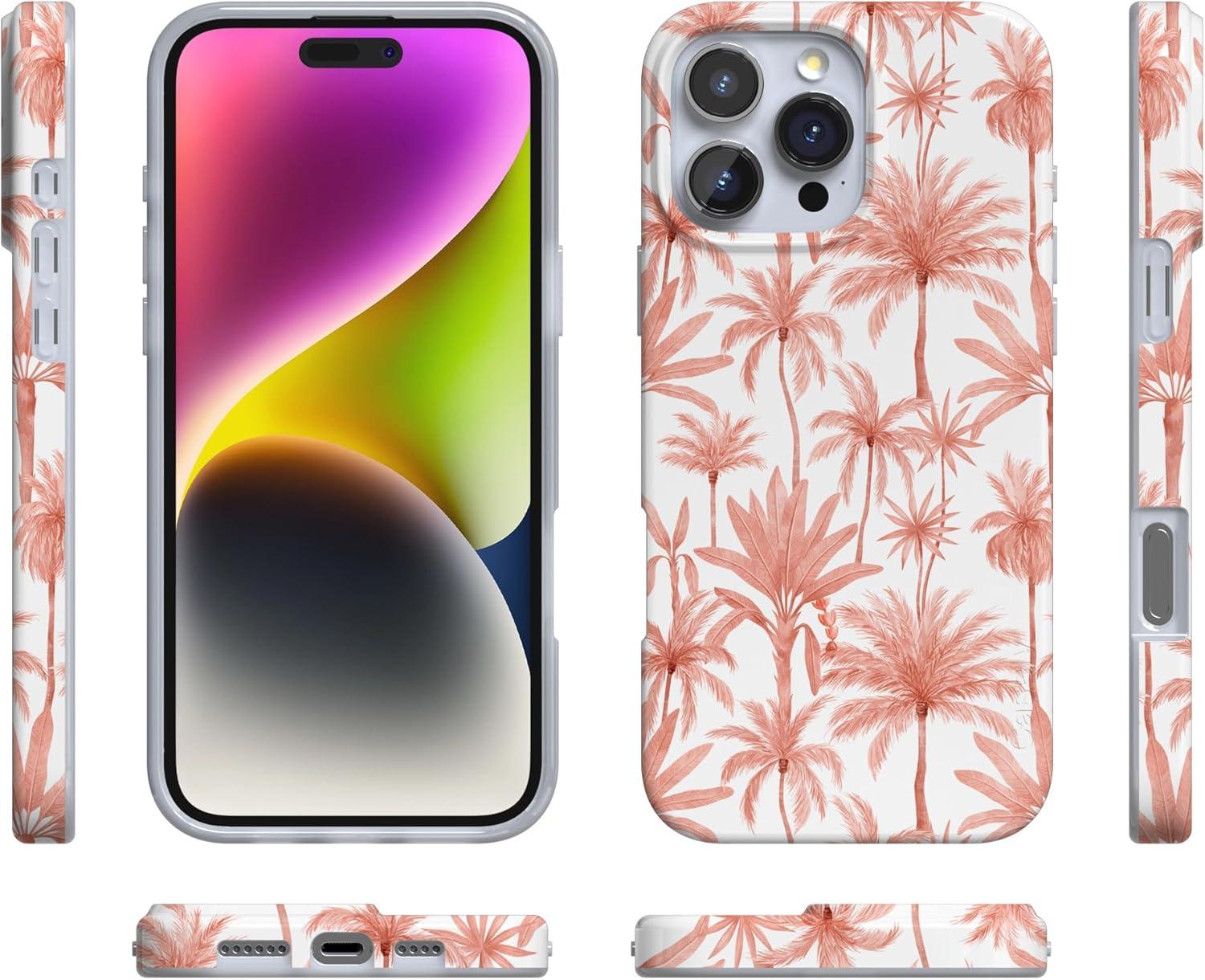 imageCasely iPhone 16 Pro Case  Glitter Mystic Moss  Green Enchanted Shimmer  Compatible with MagSafe  Classic UltraSlim Case DesignPerfect Paradise  Tropical Palm Tree Floral