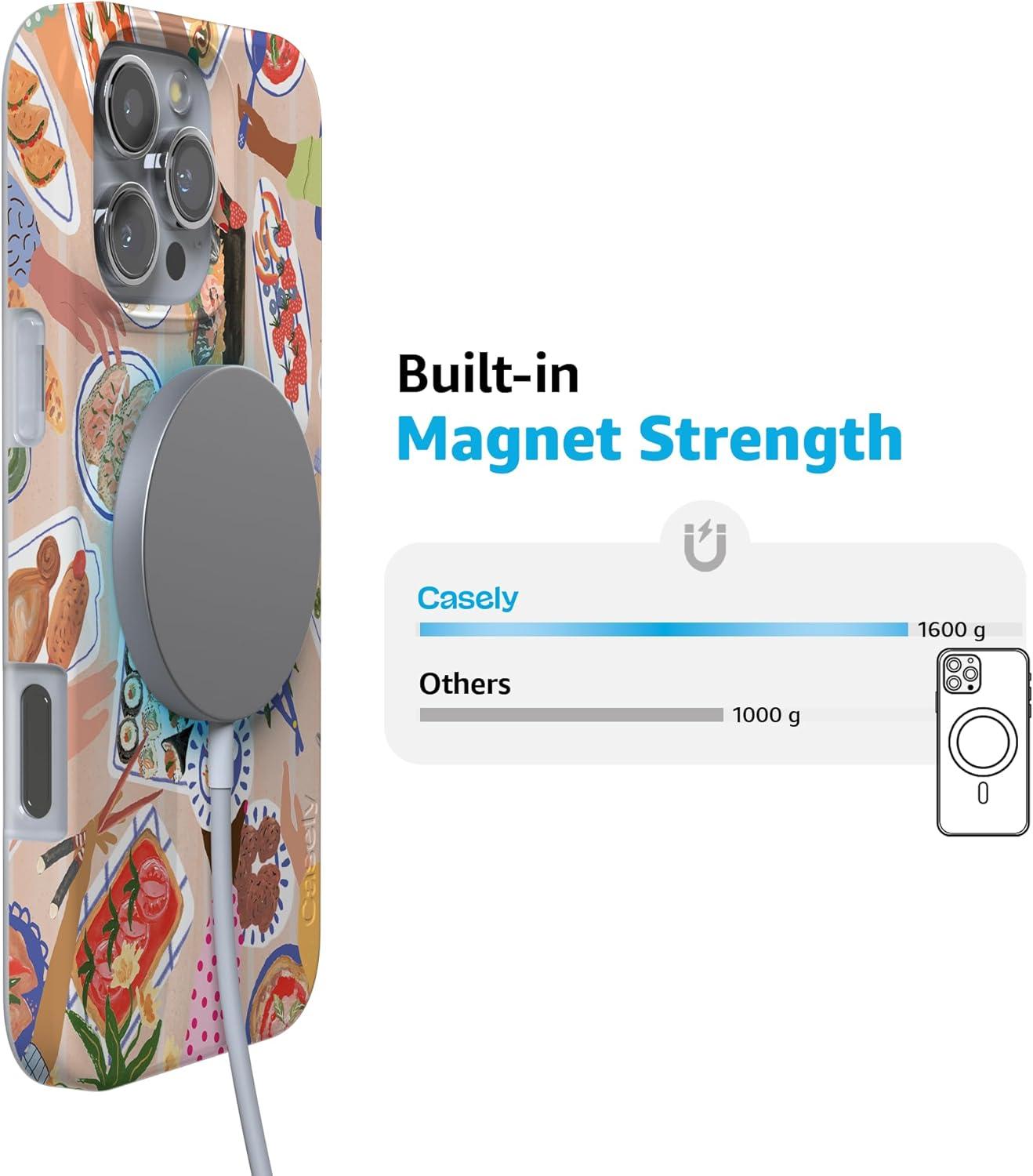 imageCasely iPhone 16 Pro Case  Glitter Mystic Moss  Green Enchanted Shimmer  Compatible with MagSafe  Classic UltraSlim Case DesignPicnic Party  Painted Collage