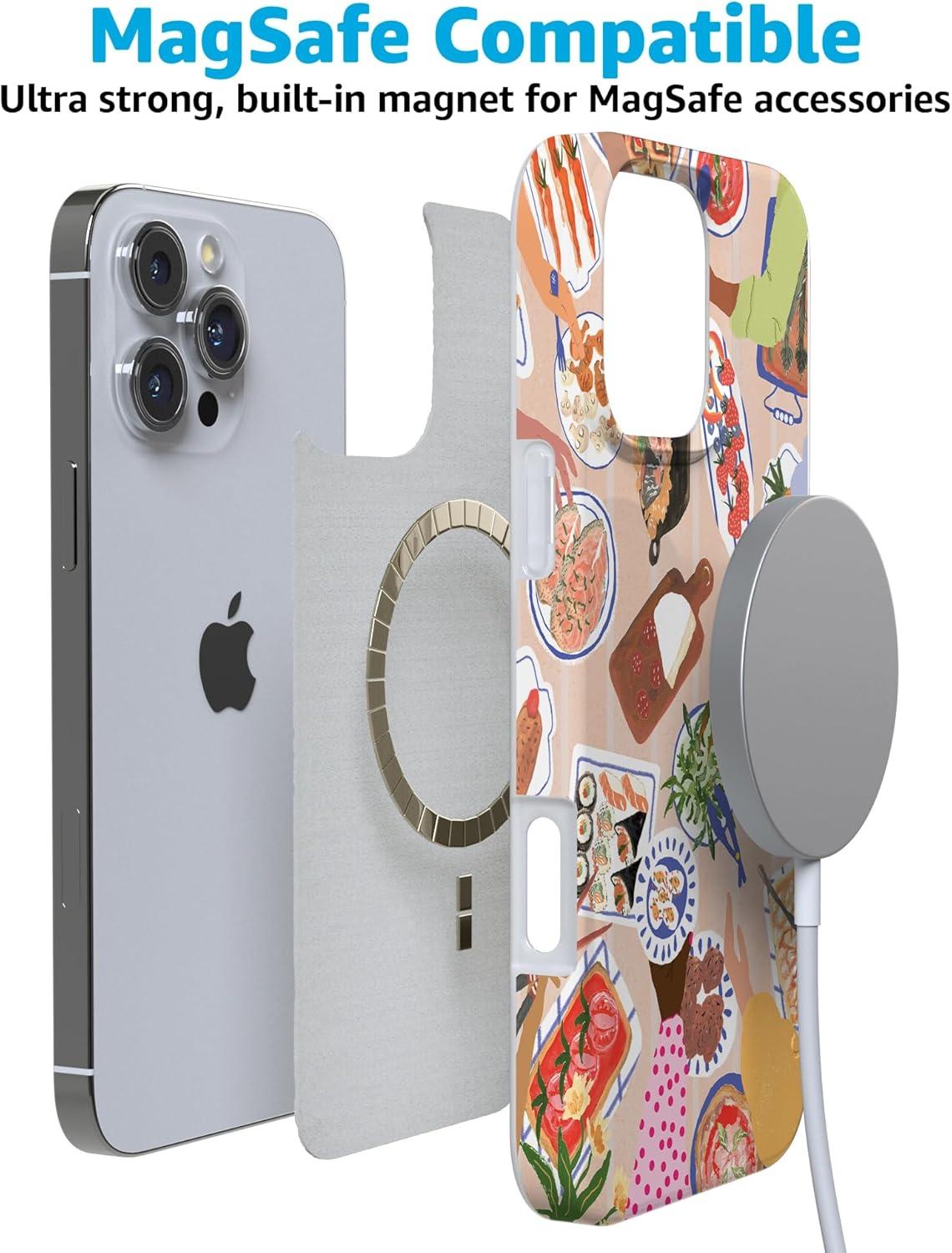 imageCasely iPhone 16 Pro Case  Glitter Mystic Moss  Green Enchanted Shimmer  Compatible with MagSafe  Classic UltraSlim Case DesignPicnic Party  Painted Collage