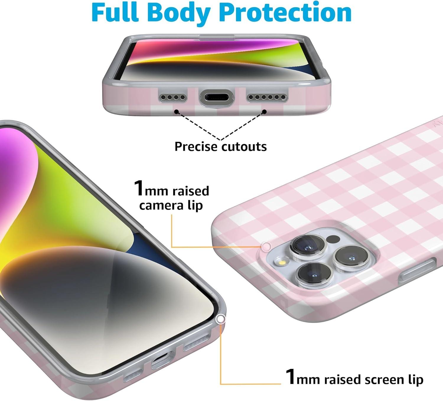 imageCasely iPhone 16 Pro Case  Glitter Mystic Moss  Green Enchanted Shimmer  Compatible with MagSafe  Classic UltraSlim Case DesignPink Plaid  Sunday Best