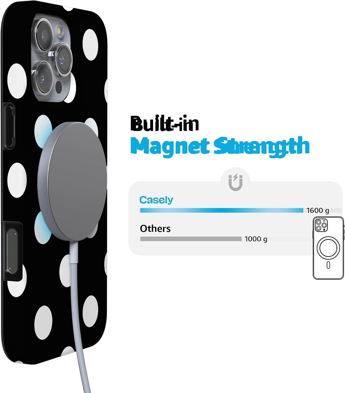 imageCasely iPhone 16 Pro Case  Glitter Mystic Moss  Green Enchanted Shimmer  Compatible with MagSafe  Classic UltraSlim Case DesignPolka Dots  High Contrast Design