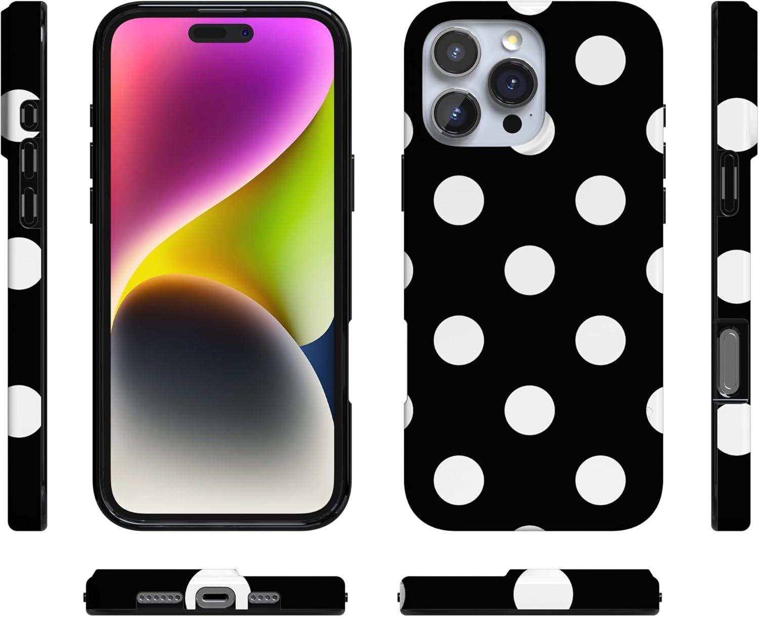 imageCasely iPhone 16 Pro Case  Glitter Mystic Moss  Green Enchanted Shimmer  Compatible with MagSafe  Classic UltraSlim Case DesignPolka Dots  High Contrast Design