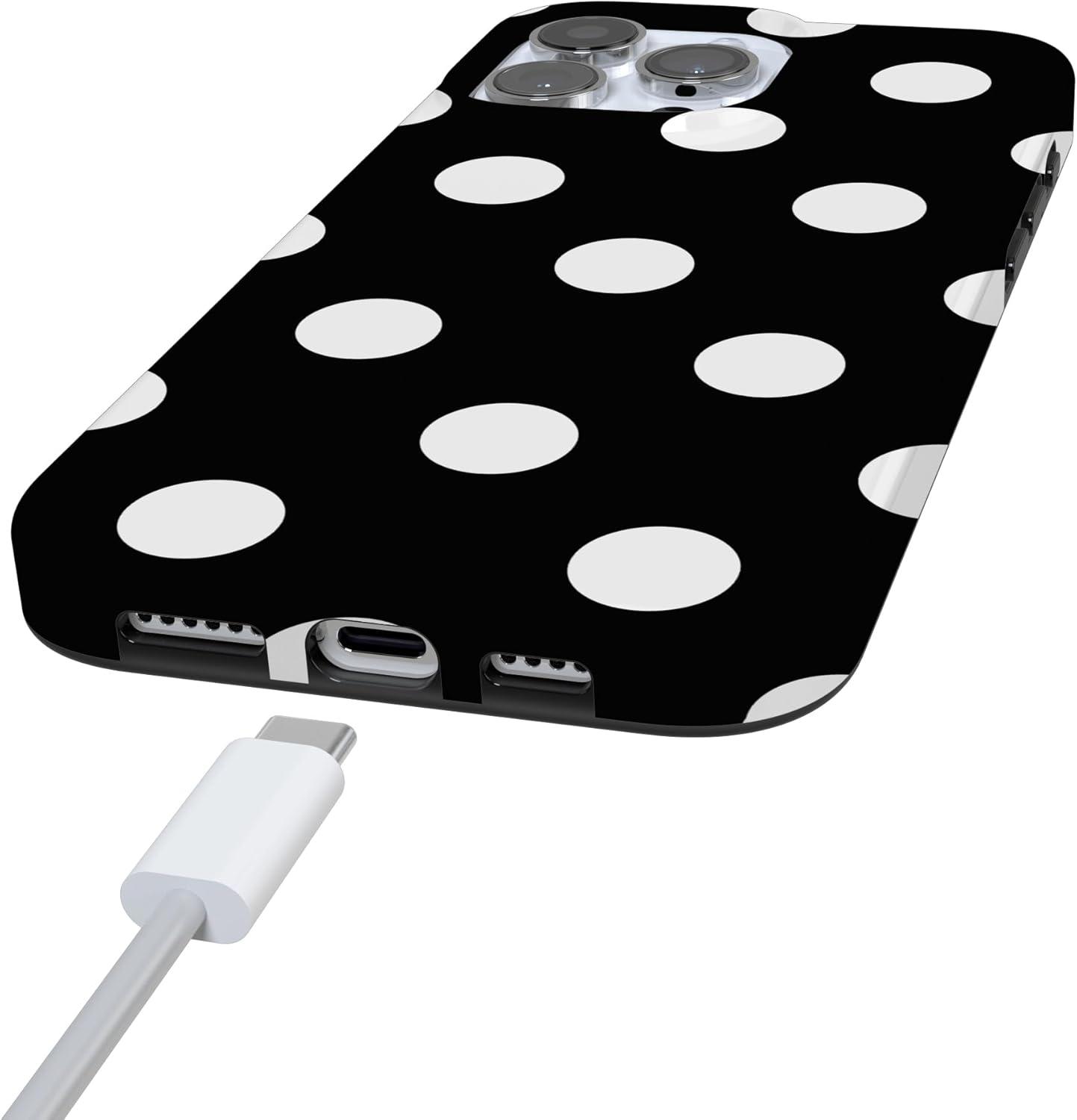 imageCasely iPhone 16 Pro Case  Glitter Mystic Moss  Green Enchanted Shimmer  Compatible with MagSafe  Classic UltraSlim Case DesignPolka Dots  High Contrast Design