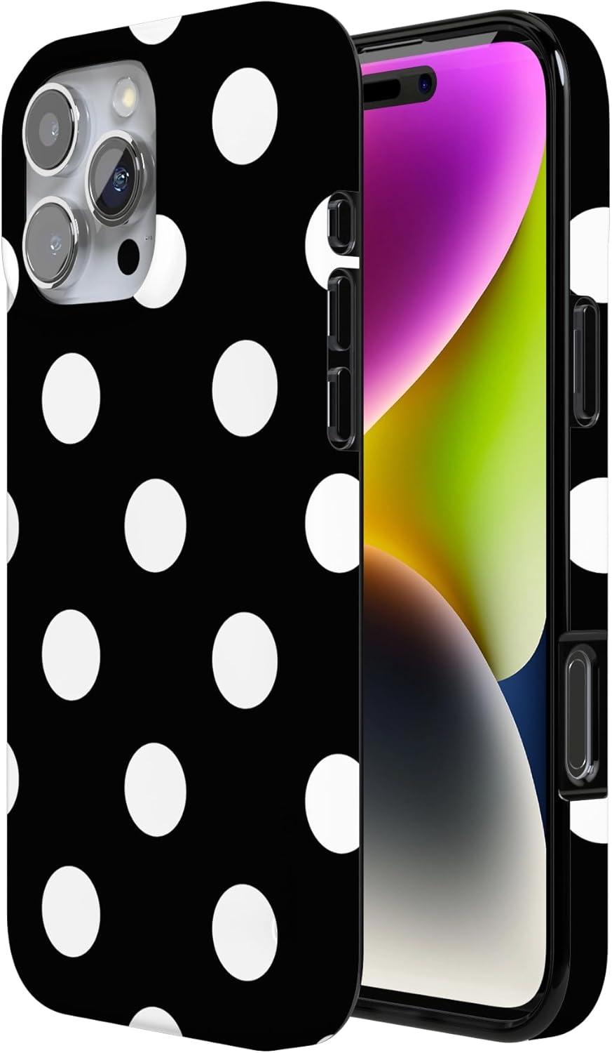 imageCasely iPhone 16 Pro Case  Glitter Mystic Moss  Green Enchanted Shimmer  Compatible with MagSafe  Classic UltraSlim Case DesignPolka Dots  High Contrast Design