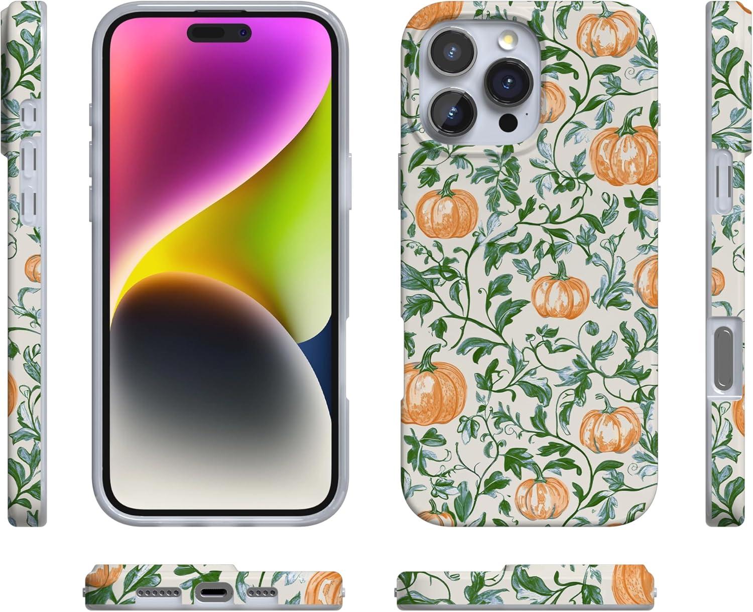 imageCasely iPhone 16 Pro Case  Glitter Mystic Moss  Green Enchanted Shimmer  Compatible with MagSafe  Classic UltraSlim Case DesignPumpkin Patch  Green Vines