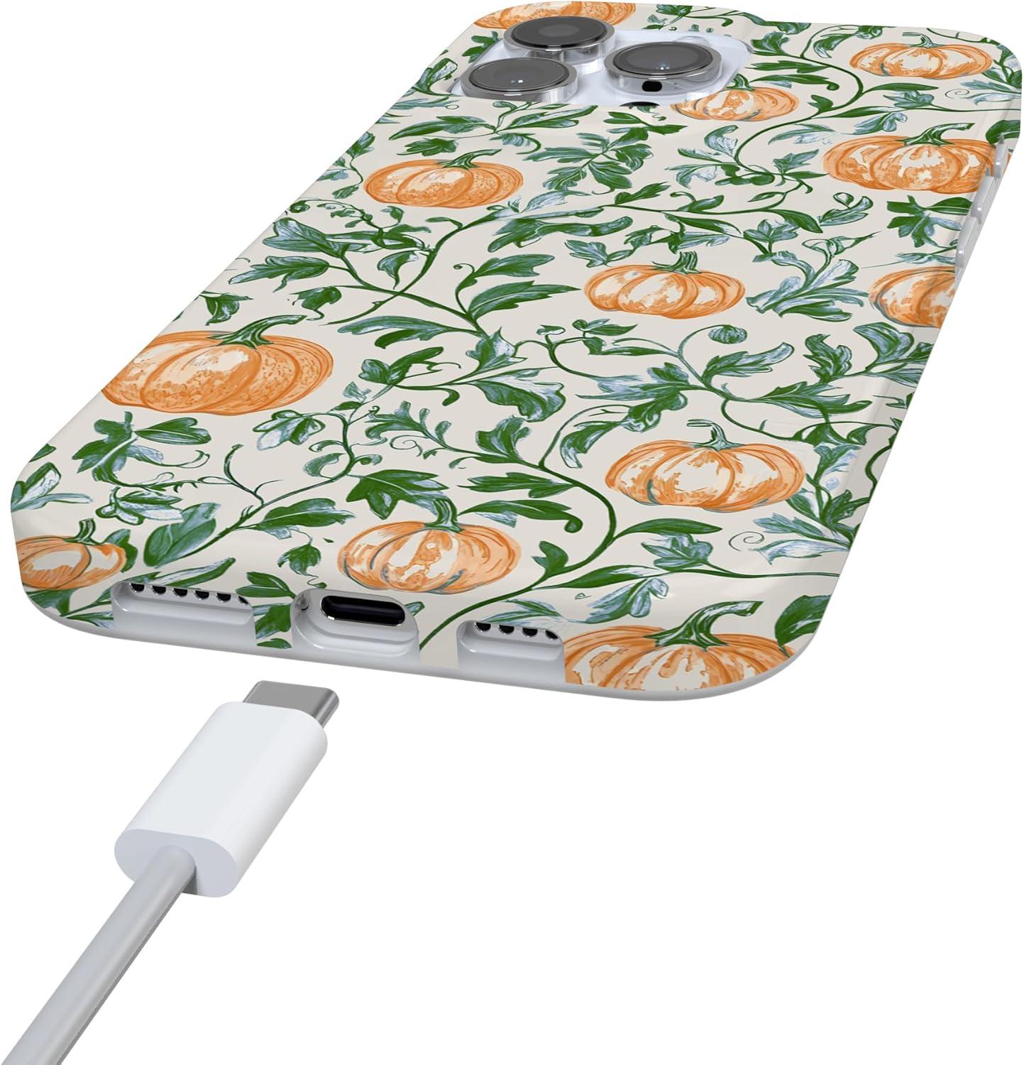 imageCasely iPhone 16 Pro Case  Glitter Mystic Moss  Green Enchanted Shimmer  Compatible with MagSafe  Classic UltraSlim Case DesignPumpkin Patch  Green Vines