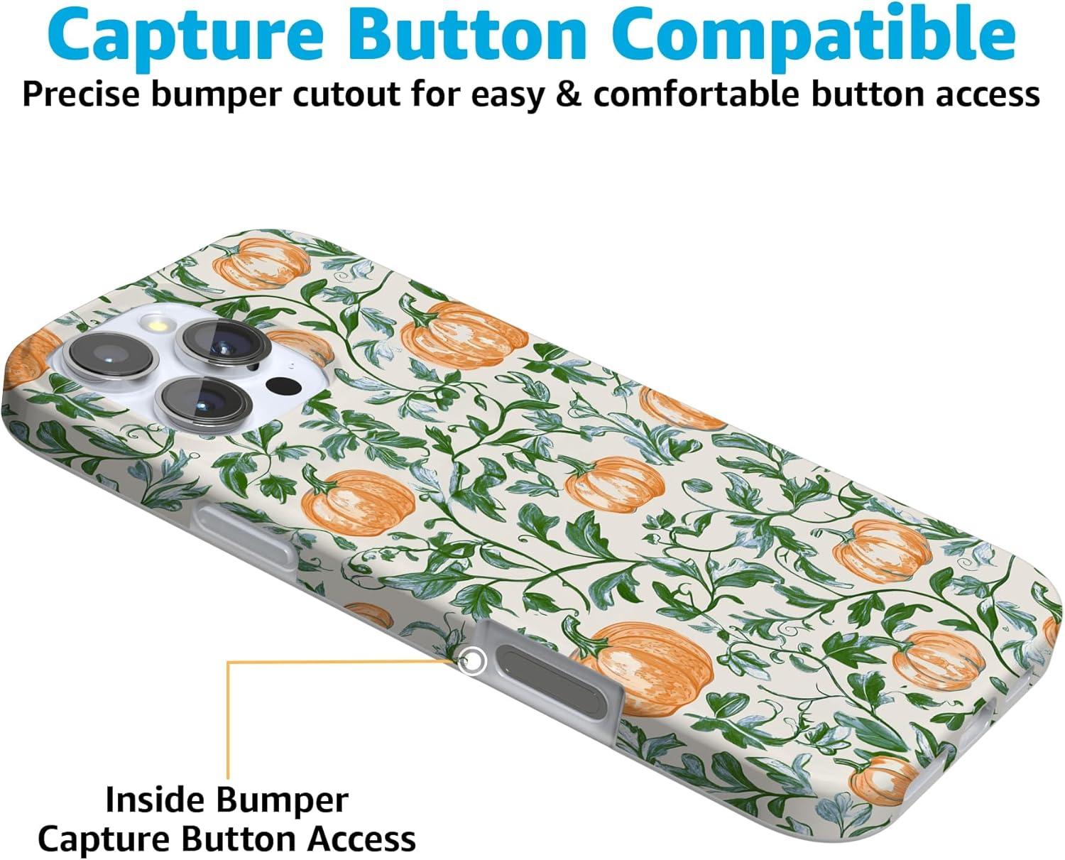 imageCasely iPhone 16 Pro Case  Glitter Mystic Moss  Green Enchanted Shimmer  Compatible with MagSafe  Classic UltraSlim Case DesignPumpkin Patch  Green Vines