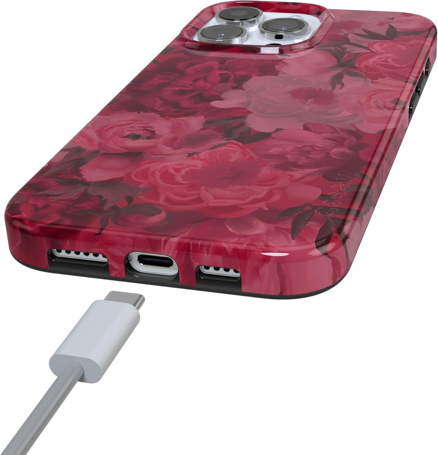 imageCasely iPhone 16 Pro Case  Glitter Mystic Moss  Green Enchanted Shimmer  Compatible with MagSafe  Classic UltraSlim Case DesignRomance Novel  Moody Floral