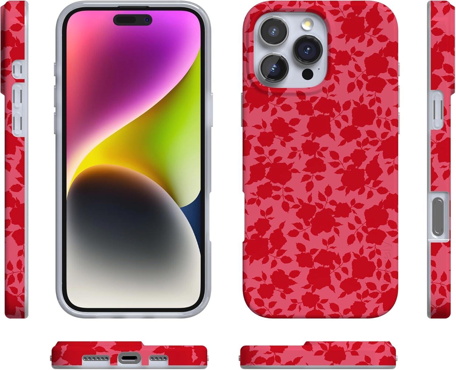 imageCasely iPhone 16 Pro Case  Glitter Mystic Moss  Green Enchanted Shimmer  Compatible with MagSafe  Classic UltraSlim Case DesignRose Garden  Red Aesthetic