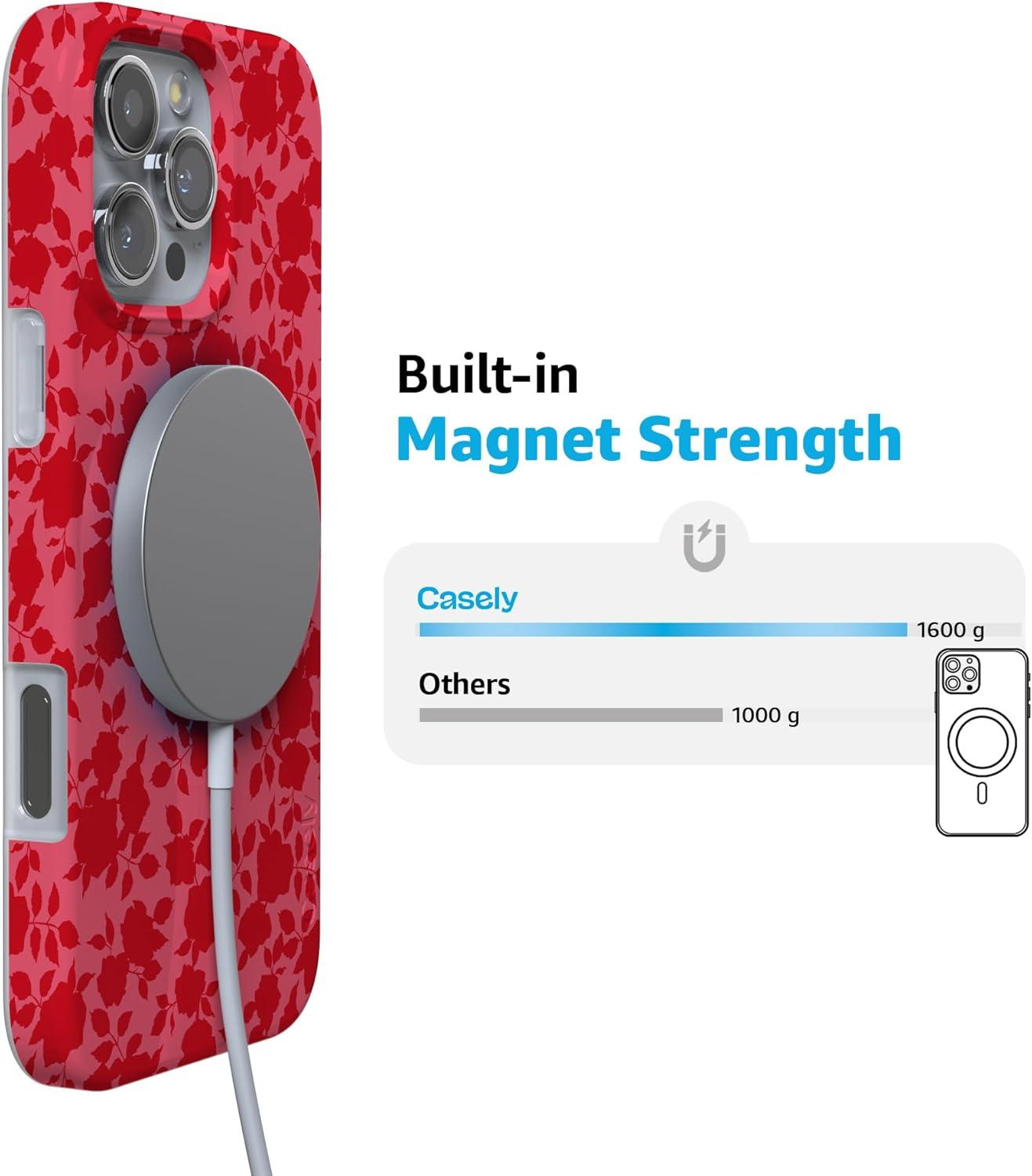 imageCasely iPhone 16 Pro Case  Glitter Mystic Moss  Green Enchanted Shimmer  Compatible with MagSafe  Classic UltraSlim Case DesignRose Garden  Red Aesthetic