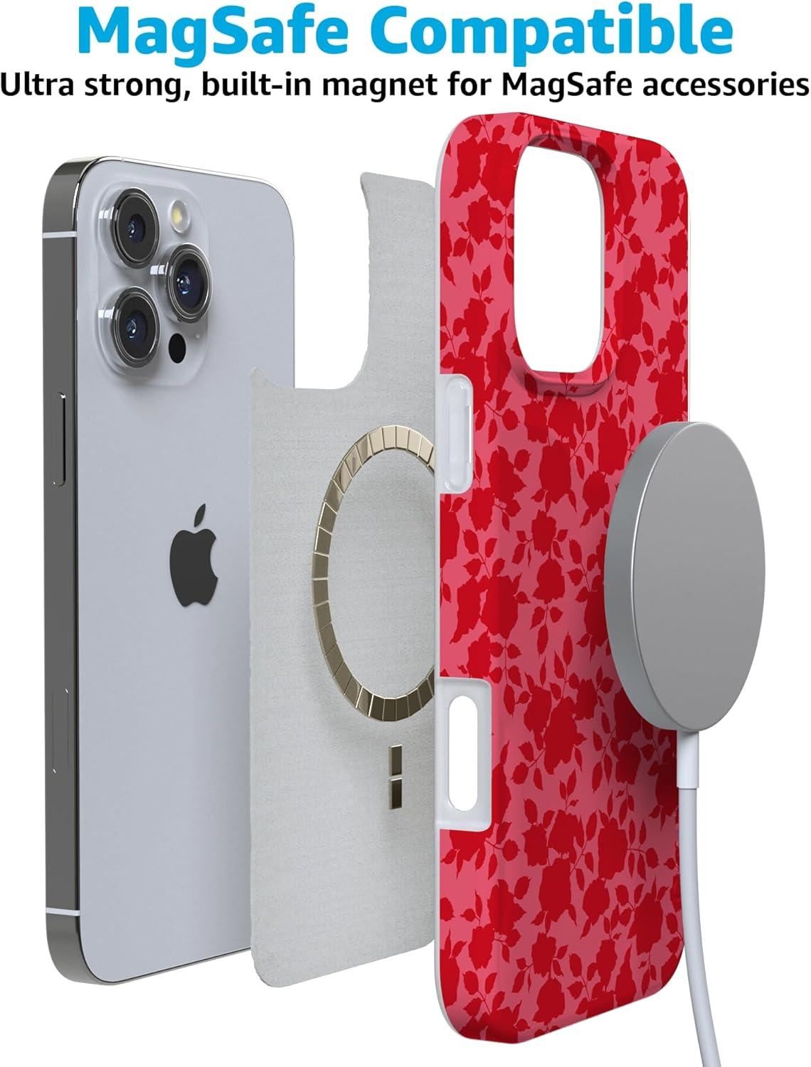 imageCasely iPhone 16 Pro Case  Glitter Mystic Moss  Green Enchanted Shimmer  Compatible with MagSafe  Classic UltraSlim Case DesignRose Garden  Red Aesthetic