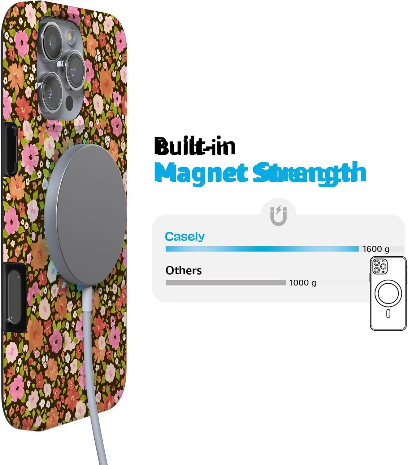 imageCasely iPhone 16 Pro Case  Glitter Mystic Moss  Green Enchanted Shimmer  Compatible with MagSafe  Classic UltraSlim Case DesignRustic Roses  Boho Bouquet