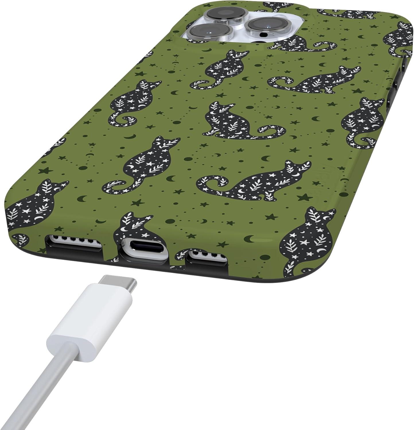 imageCasely iPhone 16 Pro Case  Glitter Mystic Moss  Green Enchanted Shimmer  Compatible with MagSafe  Classic UltraSlim Case DesignSabrinas Bestie  Black Cats