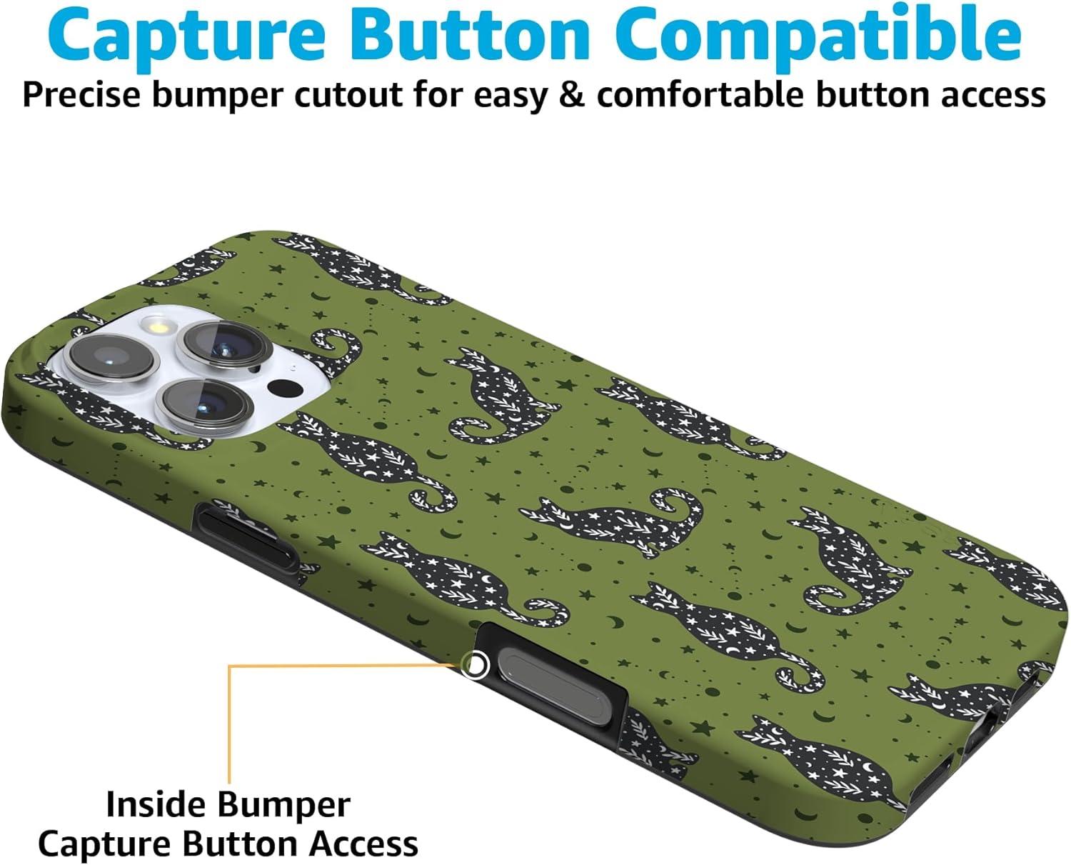 imageCasely iPhone 16 Pro Case  Glitter Mystic Moss  Green Enchanted Shimmer  Compatible with MagSafe  Classic UltraSlim Case DesignSabrinas Bestie  Black Cats