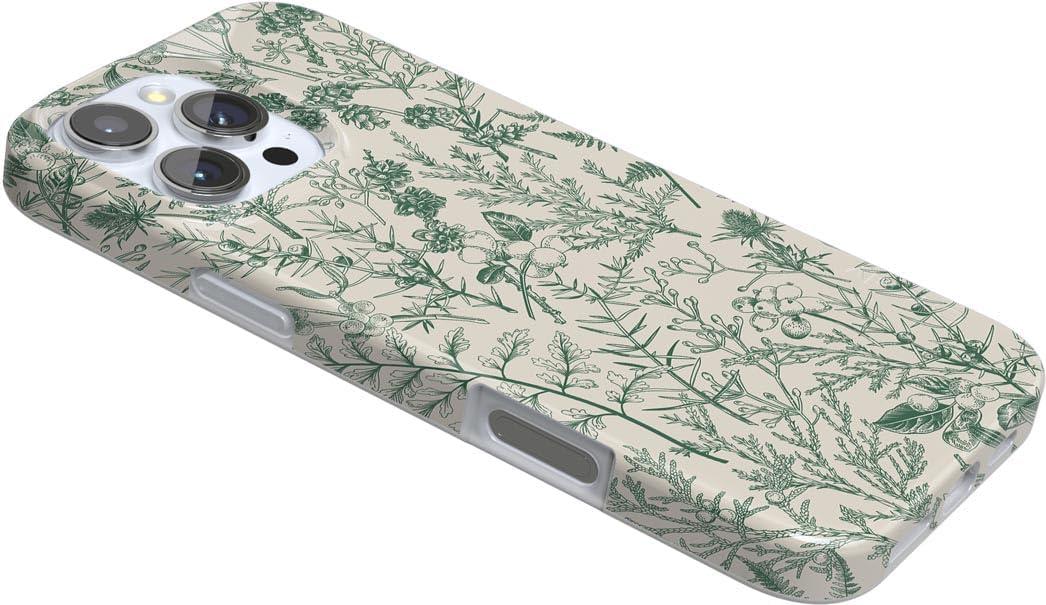 imageCasely iPhone 16 Pro Case  Glitter Mystic Moss  Green Enchanted Shimmer  Compatible with MagSafe  Classic UltraSlim Case DesignSage Garden  Green Floral