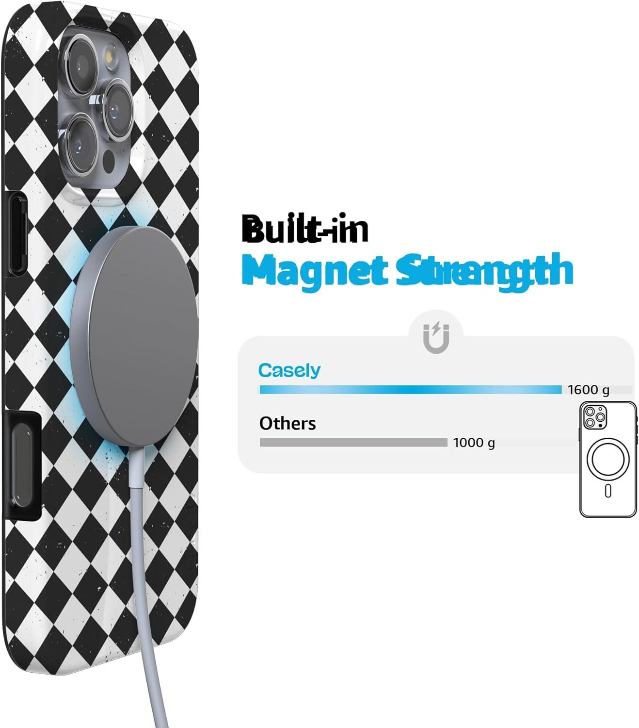 imageCasely iPhone 16 Pro Case  Glitter Mystic Moss  Green Enchanted Shimmer  Compatible with MagSafe  Classic UltraSlim Case DesignSalems Hex  Black  White Checkered