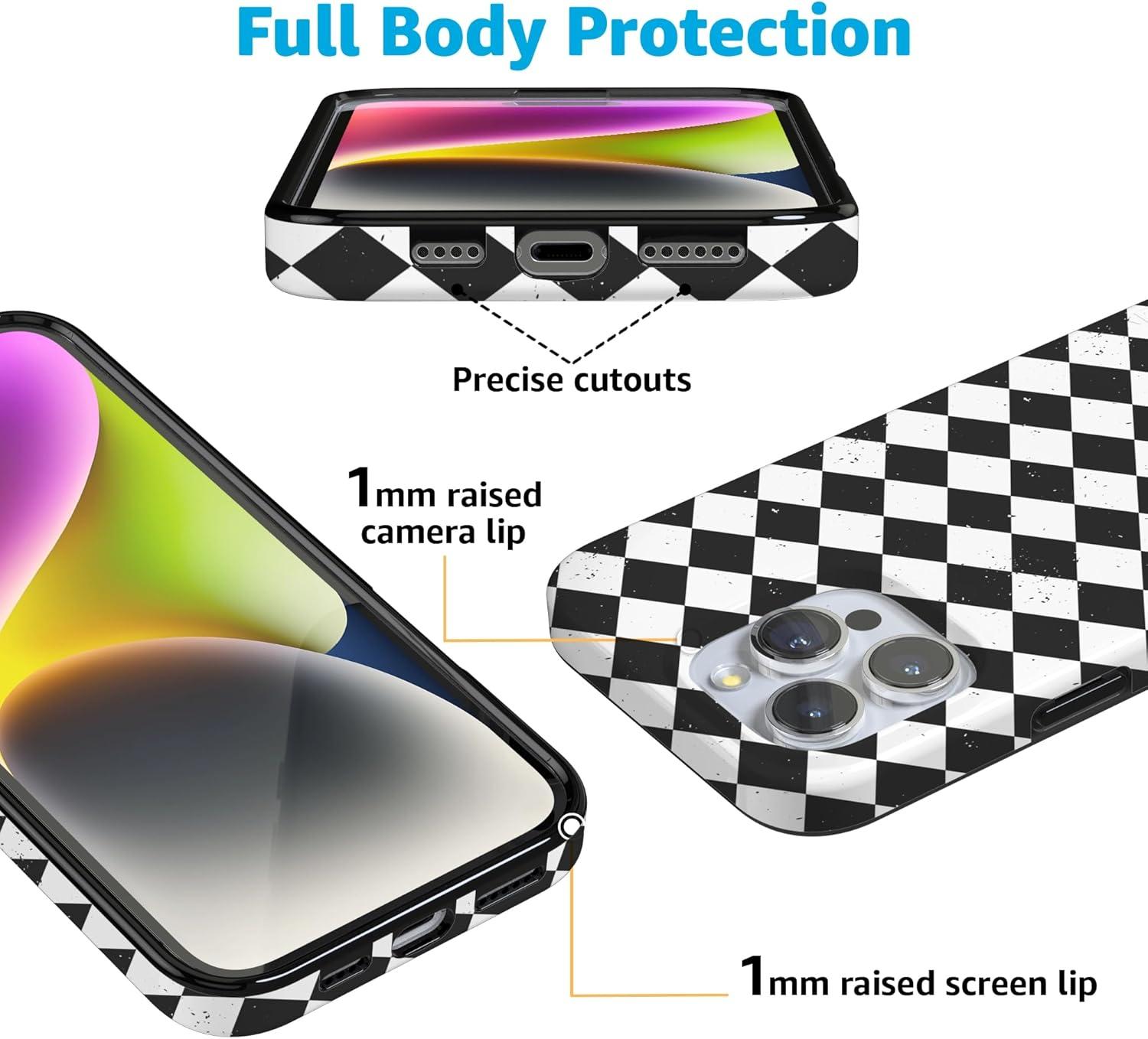 imageCasely iPhone 16 Pro Case  Glitter Mystic Moss  Green Enchanted Shimmer  Compatible with MagSafe  Classic UltraSlim Case DesignSalems Hex  Black  White Checkered