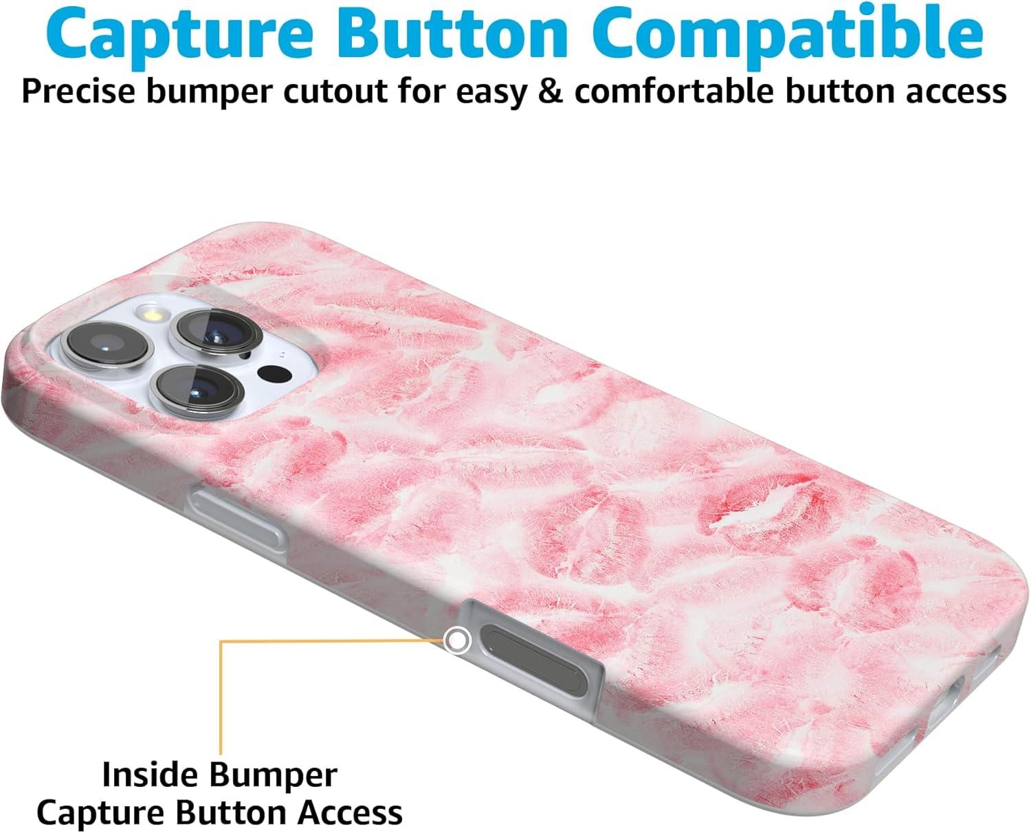 imageCasely iPhone 16 Pro Case  Glitter Mystic Moss  Green Enchanted Shimmer  Compatible with MagSafe  Classic UltraSlim Case DesignSealed with a Kiss  Pink Lipstick