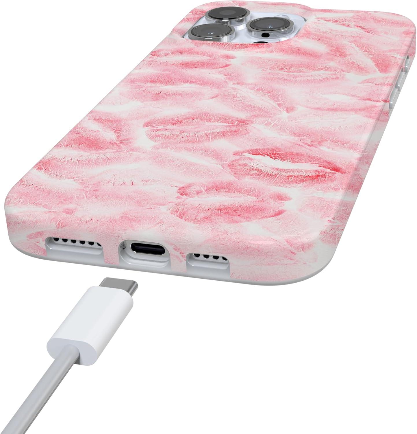 imageCasely iPhone 16 Pro Case  Glitter Mystic Moss  Green Enchanted Shimmer  Compatible with MagSafe  Classic UltraSlim Case DesignSealed with a Kiss  Pink Lipstick