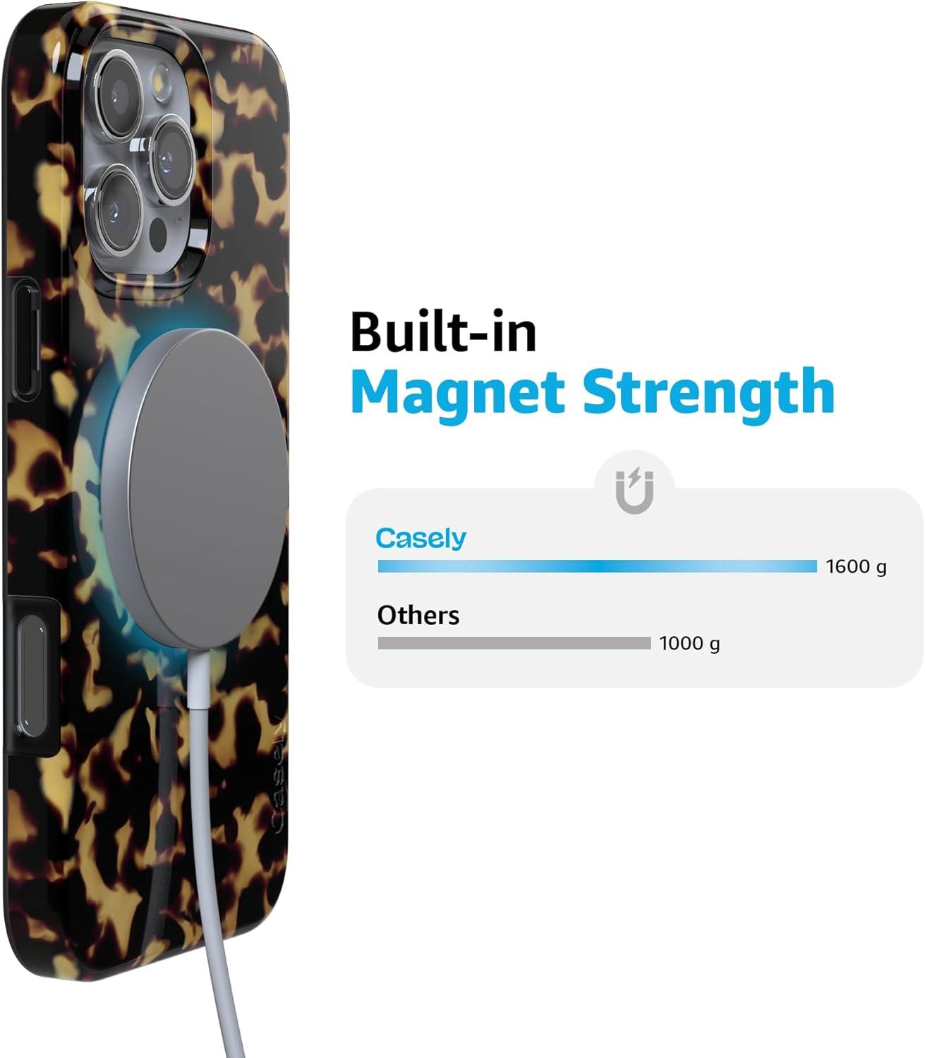 imageCasely iPhone 16 Pro Case  Glitter Mystic Moss  Green Enchanted Shimmer  Compatible with MagSafe  Classic UltraSlim Case DesignShell Shocked  Tortoise Print